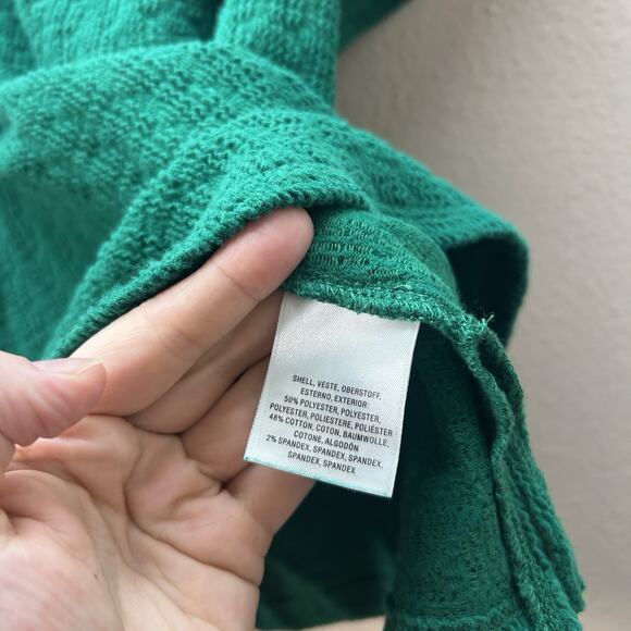 Anthropologie Kelly Green Textured Ruffle Off The Shoulder Top SZ XS Preppy Boho - Picture 5 of 7